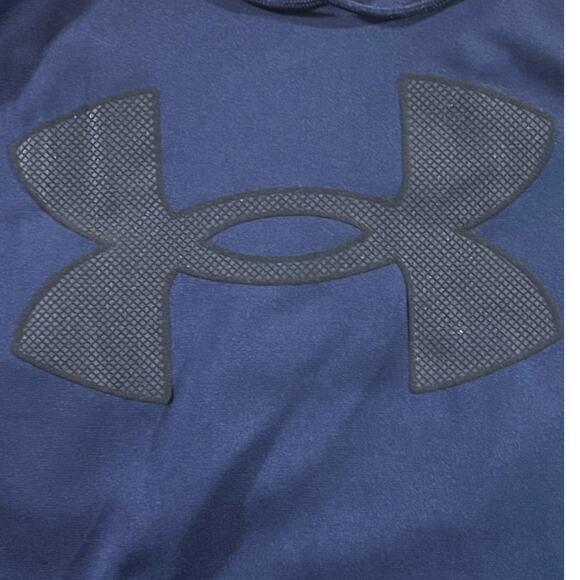 Under Armour Royal Blue Pullover Hoodie with Big Logo on Chest Fleece Mens Large - Picture 2 of 10